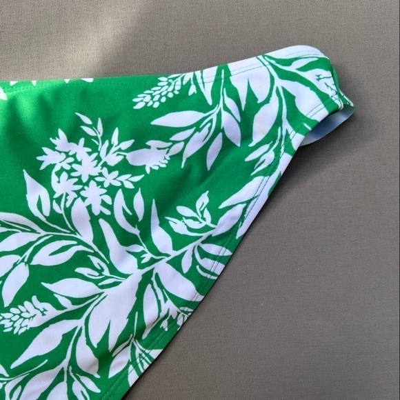Gottex Leaf Print Ruffle Bikini Bottom Green/White Sz 10 NWOT - Picture 5 of 5